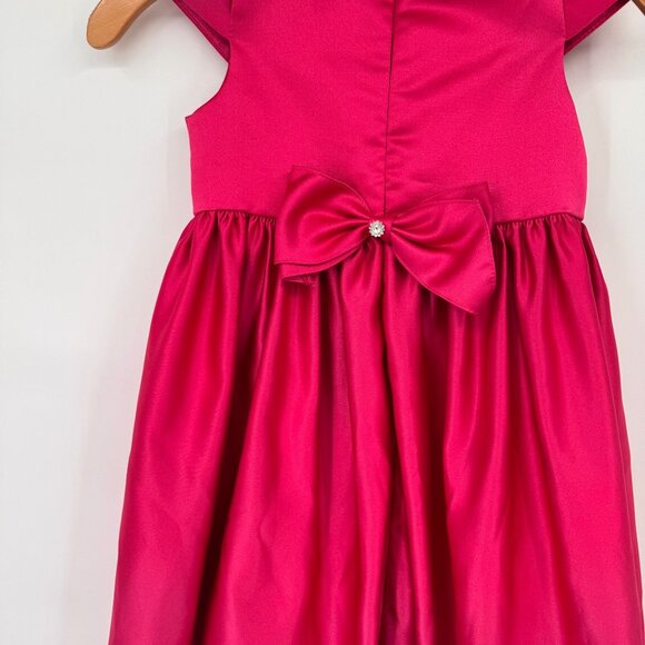 American Princess Girls size 6X Fuchsia Satin Dress Rhinestone Details  Bow Back - Picture 9 of 10